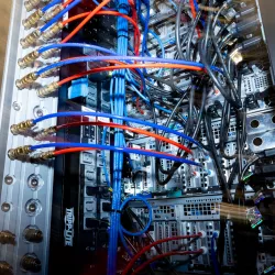 inside a server room in a data center.
